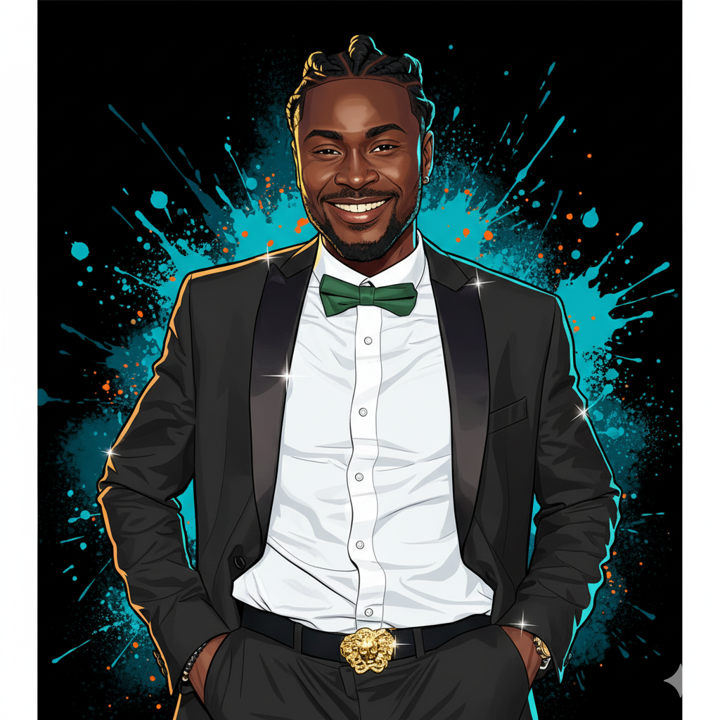 Illustrated creative portrait of Kwame Richman